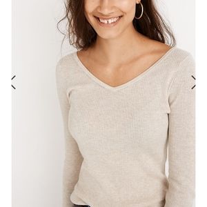 Madewell sweater v neck ribbed fitted xs